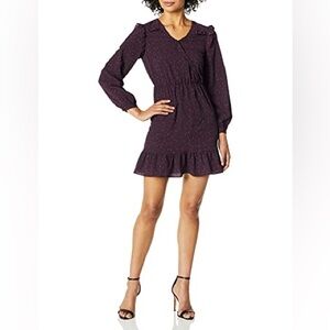Long Sleeve V-Neck Celestial Stars Dress in Purple